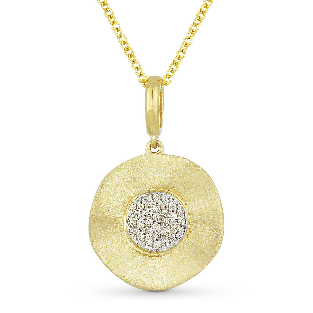 Beautiful Hand Crafted 14K Yellow Gold White Diamond Milano Collection Pendant