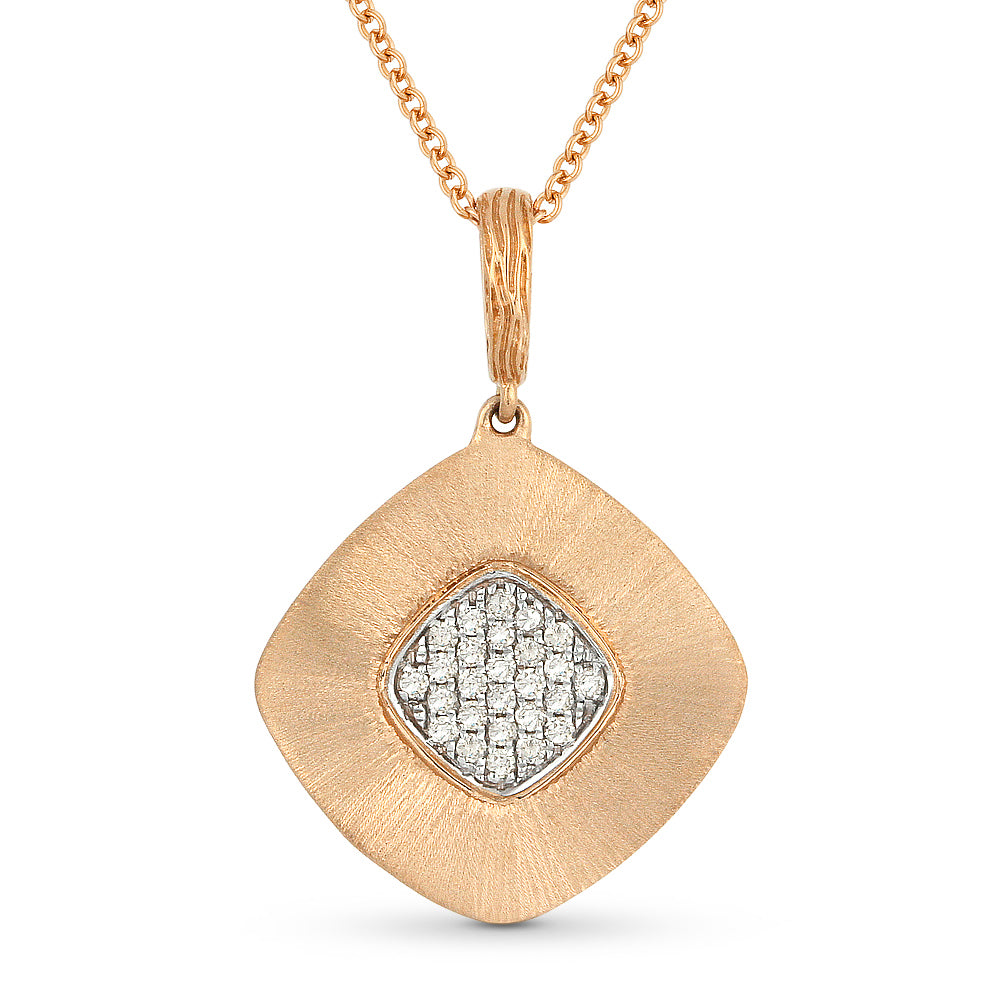 Beautiful Hand Crafted 14K Rose Gold White Diamond Milano Collection Pendant