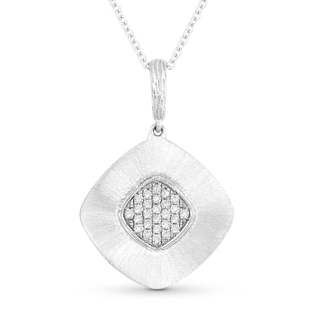 Beautiful Hand Crafted 14K White Gold White Diamond Milano Collection Pendant