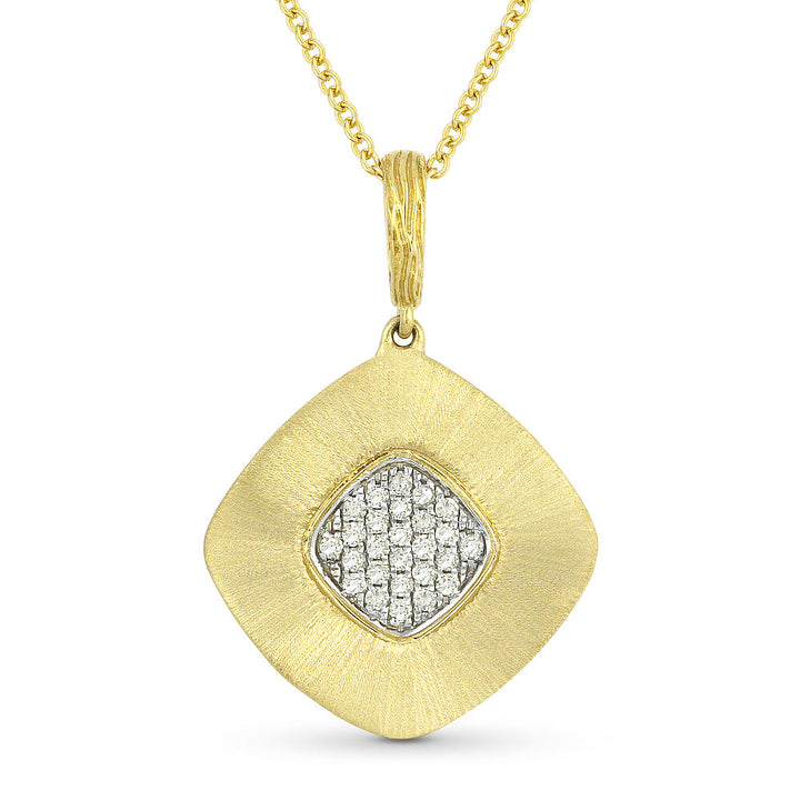 Beautiful Hand Crafted 14K Yellow Gold White Diamond Milano Collection Pendant