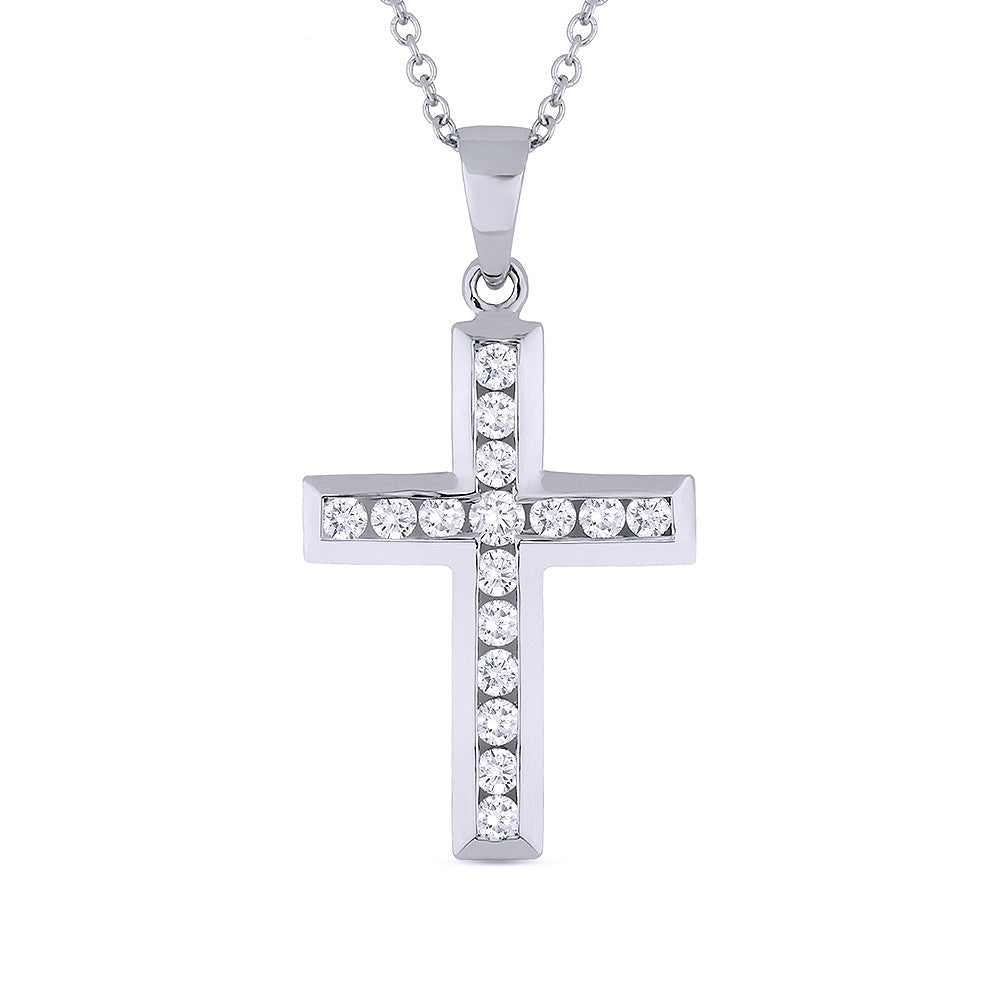 Beautiful Hand Crafted 14K White Gold White Diamond Religious Collection Pendant