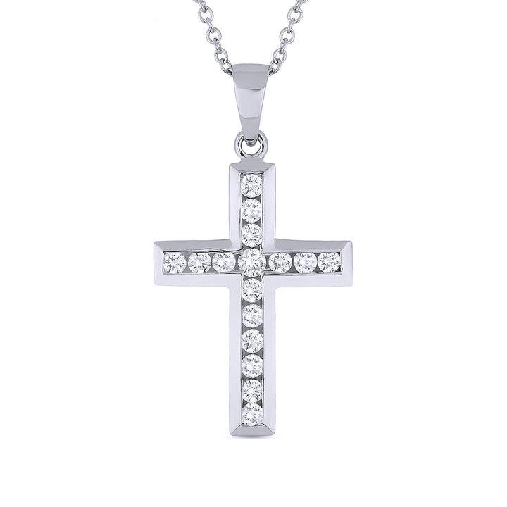 Beautiful Hand Crafted 14K White Gold White Diamond Religious Collection Pendant