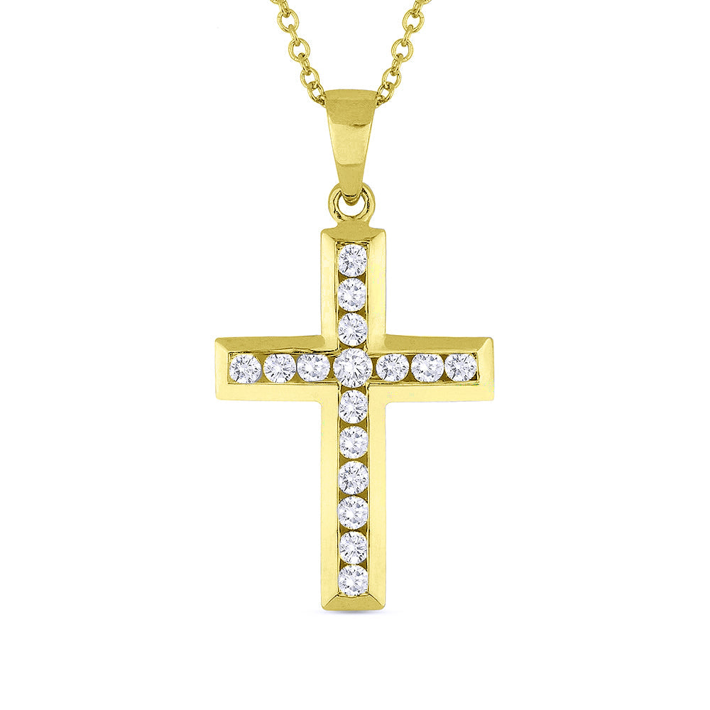 Beautiful Hand Crafted 14K Yellow Gold White Diamond Religious Collection Pendant