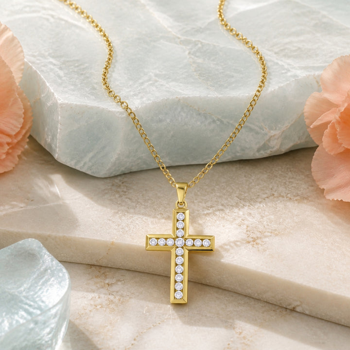 N1079 - 14K Gold Diamond Crucifix Cross Pendant