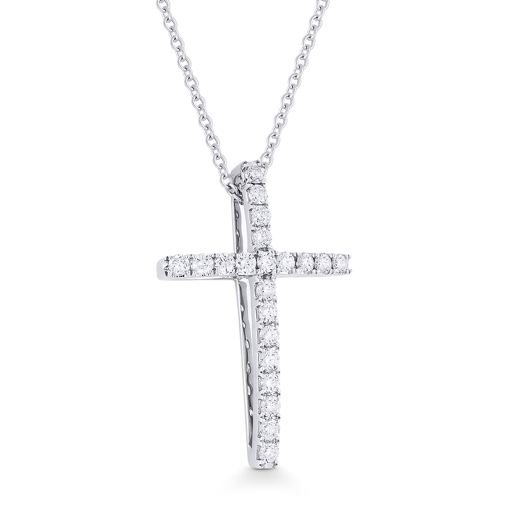 Beautiful Hand Crafted 14K White Gold White Diamond Religious Collection Pendant