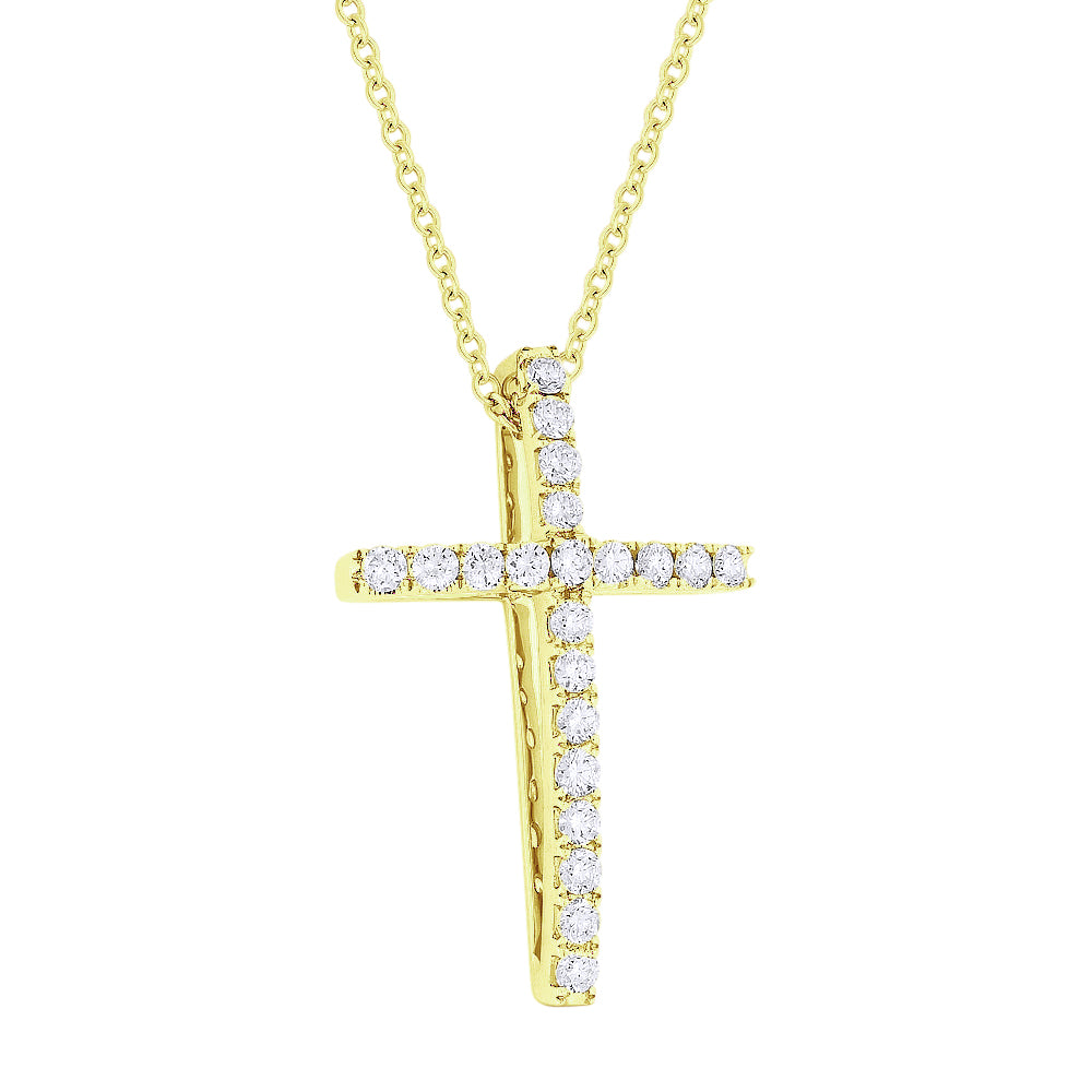 Beautiful Hand Crafted 14K Yellow Gold White Diamond Religious Collection Pendant