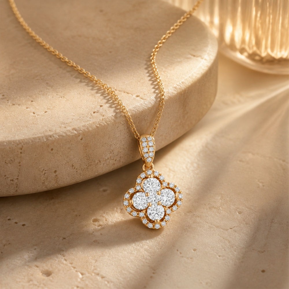 N1081 - 14K Gold Diamond Cluster Pendant