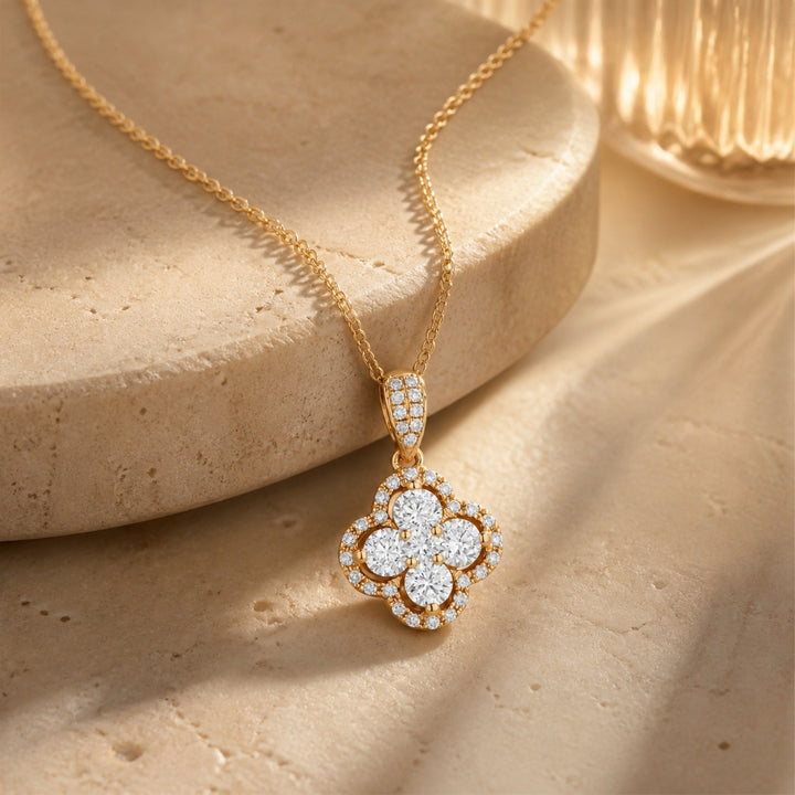 N1081 - 14K Gold Diamond Cluster Pendant