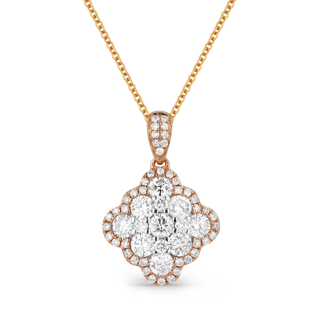 Beautiful Hand Crafted 14K Rose Gold White Diamond Lumina Collection Pendant