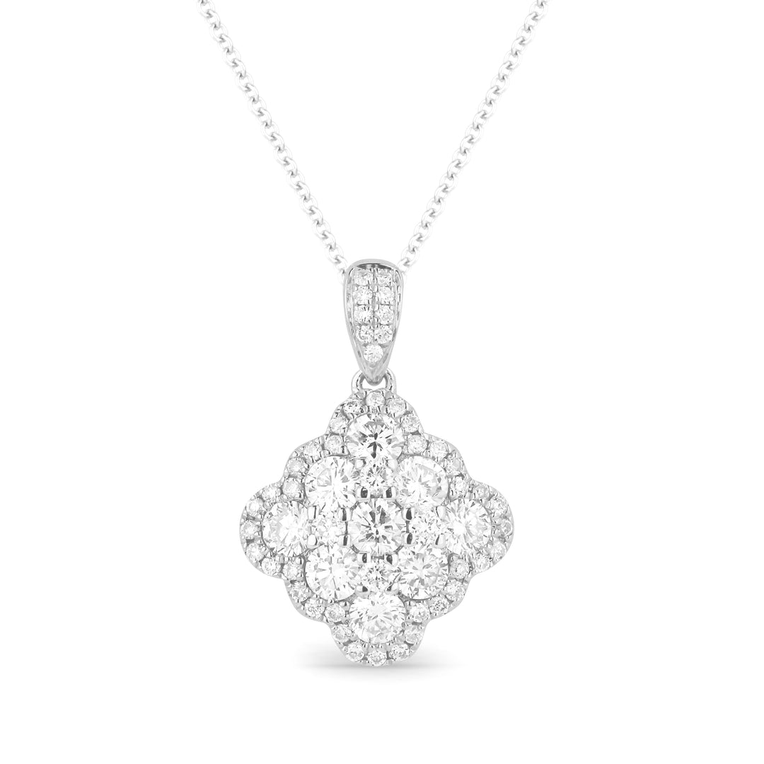 Beautiful Hand Crafted 14K White Gold White Diamond Lumina Collection Pendant