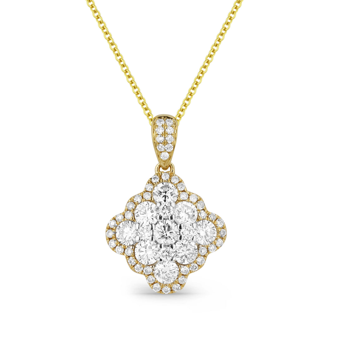 Beautiful Hand Crafted 14K Yellow Gold White Diamond Lumina Collection Pendant