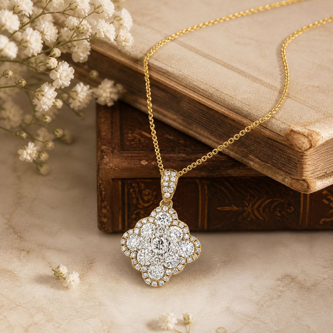 Madison L 14K Yellow Gold Diamond Cluster Pendant - style N1082Y