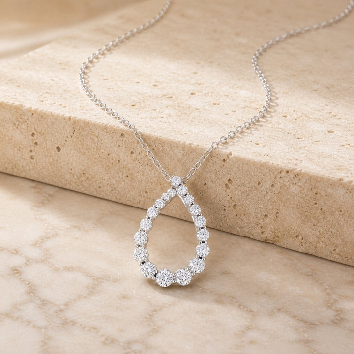 N1083 - 14K White Gold Diamond Pear Pendant