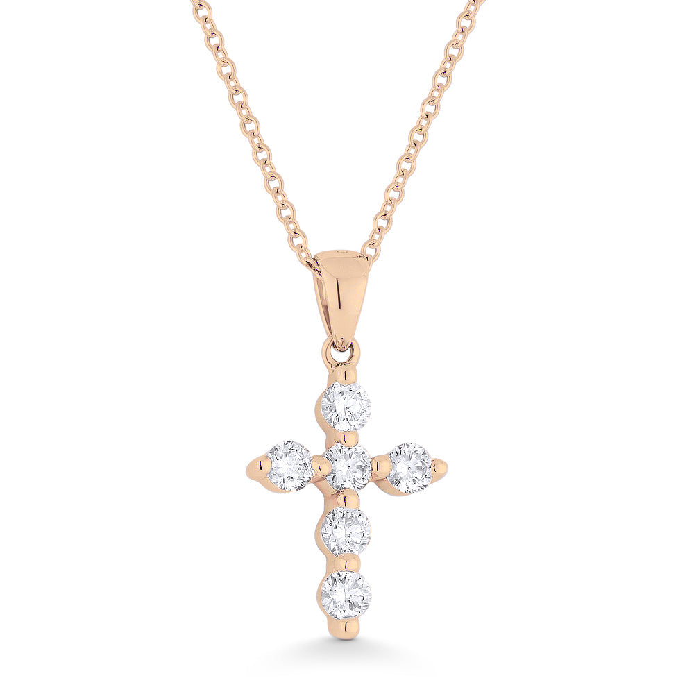 Beautiful Hand Crafted 14K Rose Gold White Diamond Religious Collection Pendant