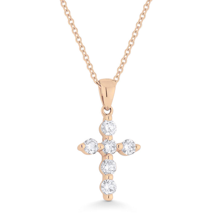 Beautiful Hand Crafted 14K Rose Gold White Diamond Religious Collection Pendant