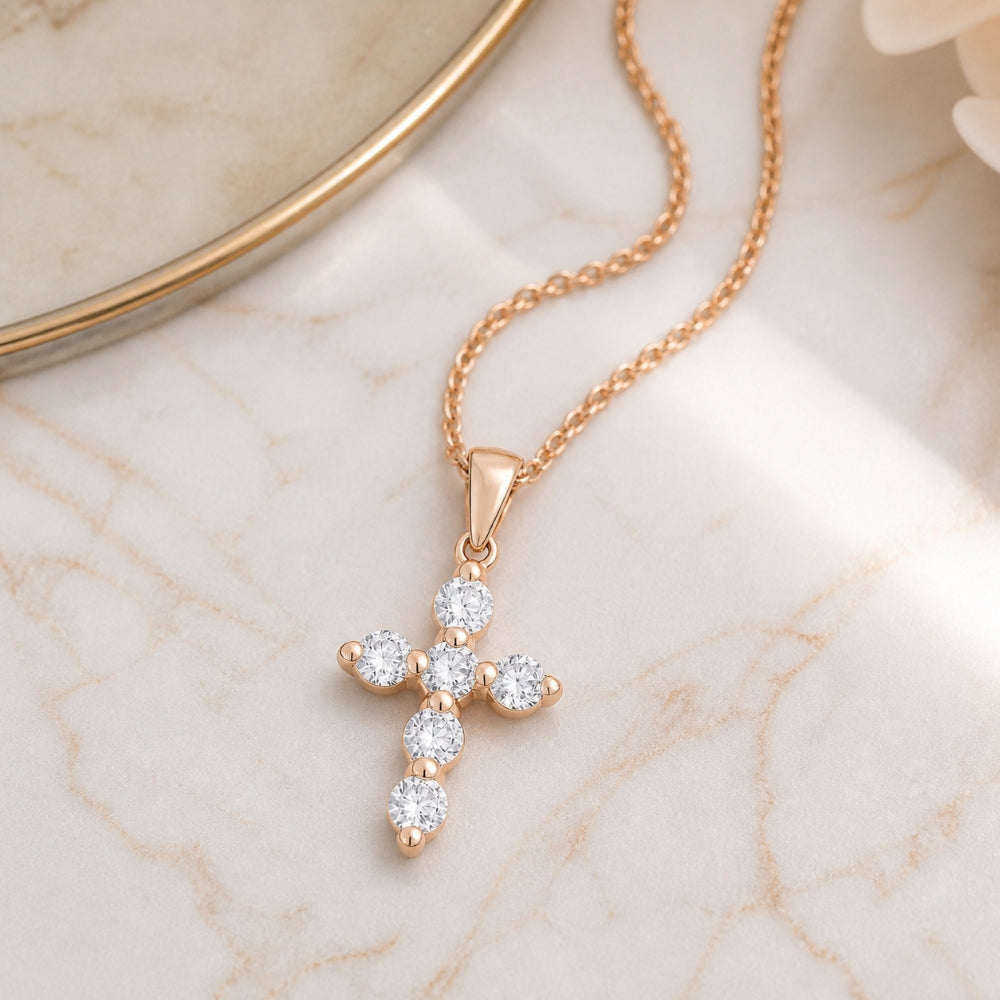 N1084 - 14K Gold Diamond Crucifix Cross Pendant