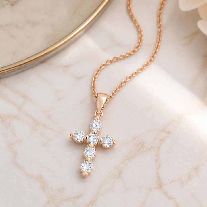 N1084 - 14K Gold Diamond Crucifix Cross Pendant