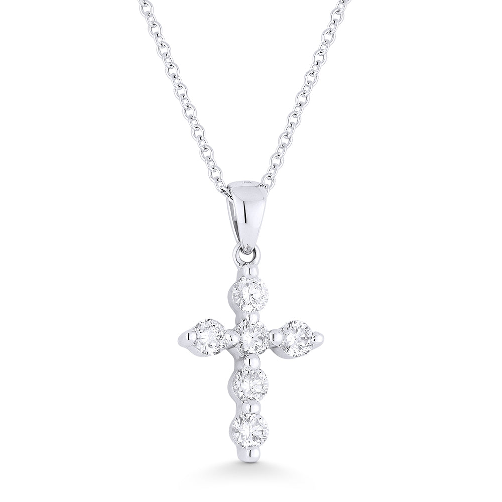 Beautiful Hand Crafted 14K White Gold White Diamond Religious Collection Pendant