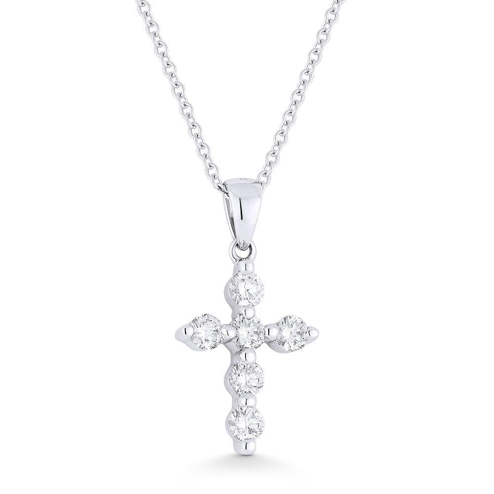 Beautiful Hand Crafted 14K White Gold White Diamond Religious Collection Pendant