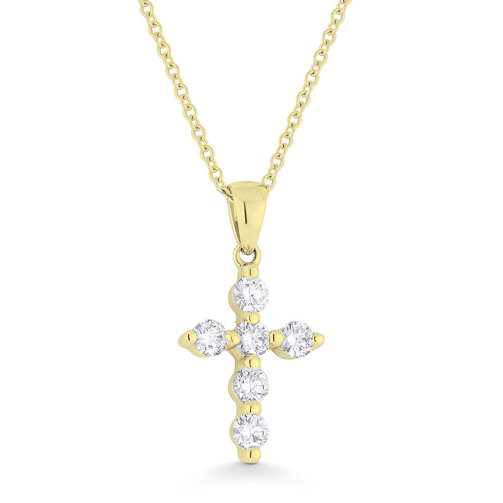 Beautiful Hand Crafted 14K Yellow Gold White Diamond Religious Collection Pendant
