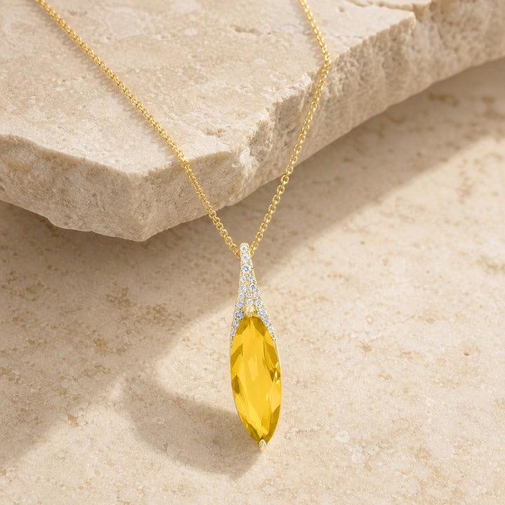 N1091 - 14K Gold Marquise Pendant
