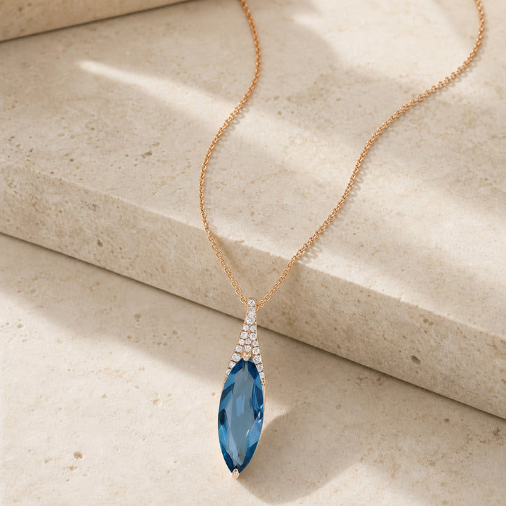 N1091 - 14K Gold Marquise Pendant