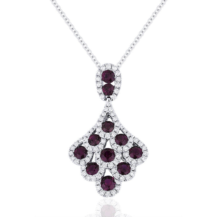 Beautiful Hand Crafted 18K White Gold  Ruby And Diamond Arianna Collection Pendant