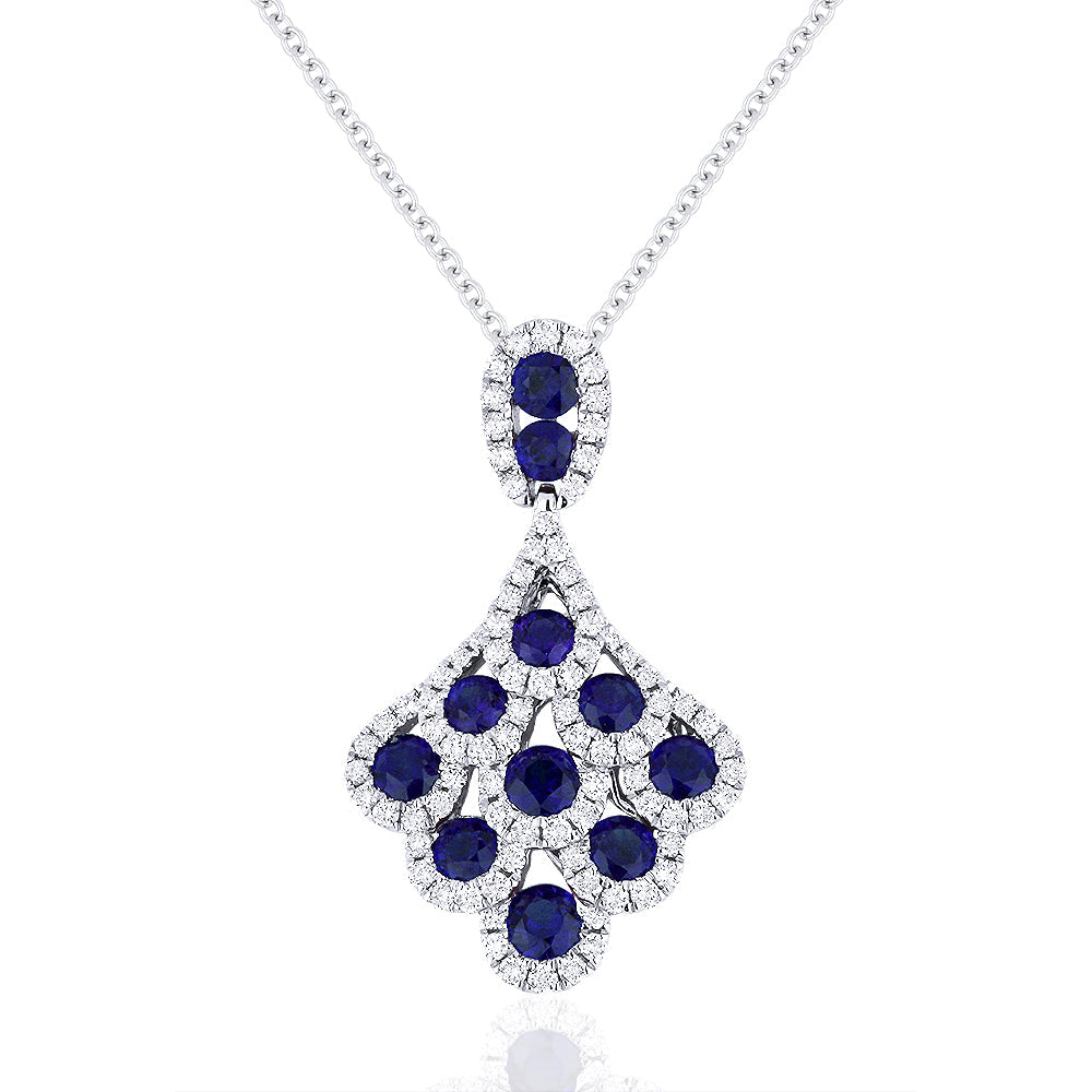 Beautiful Hand Crafted 18K White Gold  Sapphire And Diamond Arianna Collection Pendant