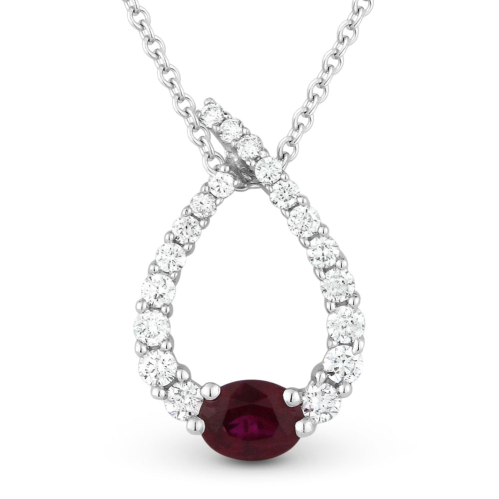 Beautiful Hand Crafted 14K White Gold  Ruby And Diamond Arianna Collection Pendant