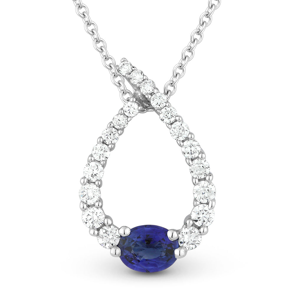 Beautiful Hand Crafted 14K White Gold  Sapphire And Diamond Arianna Collection Pendant