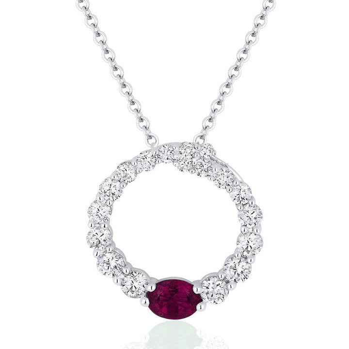 Beautiful Hand Crafted 14K White Gold  Ruby And Diamond Arianna Collection Pendant