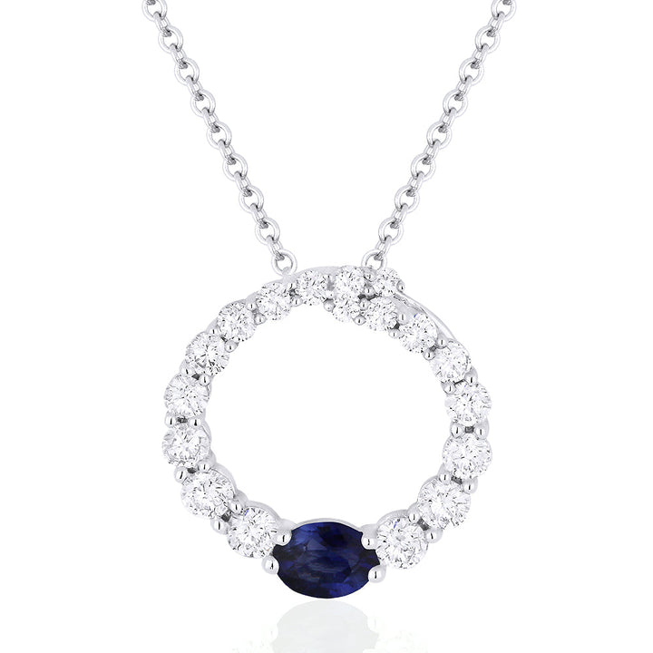 Beautiful Hand Crafted 14K White Gold  Sapphire And Diamond Arianna Collection Pendant