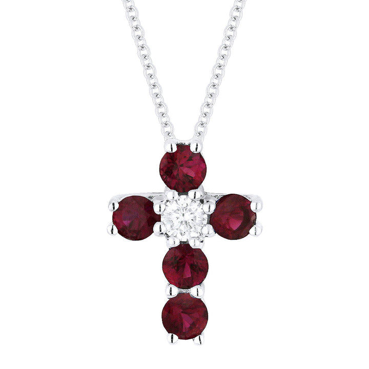 Beautiful Hand Crafted 14K White Gold  Ruby And Diamond Arianna Collection Pendant