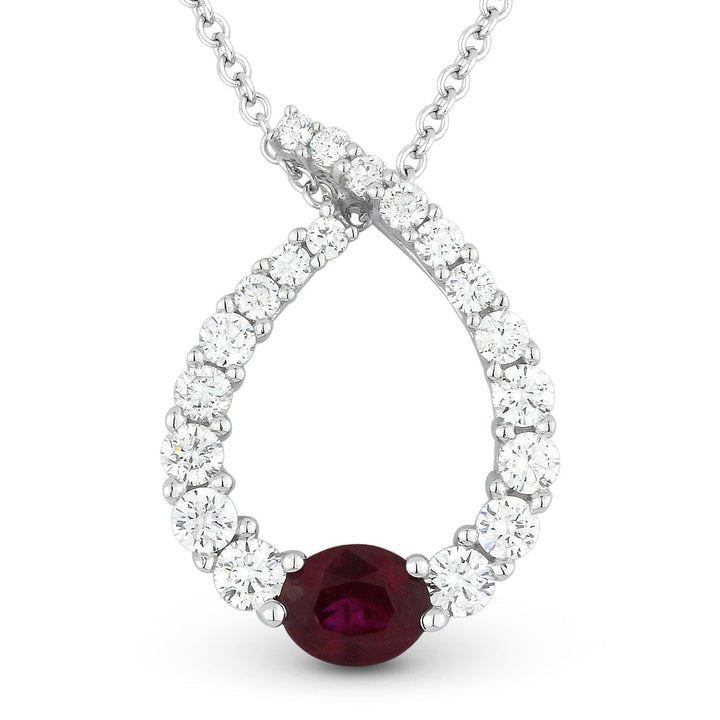 Beautiful Hand Crafted 14K White Gold  Ruby And Diamond Arianna Collection Pendant