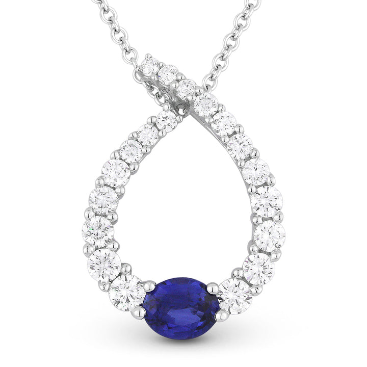 Beautiful Hand Crafted 14K White Gold  Sapphire And Diamond Arianna Collection Pendant