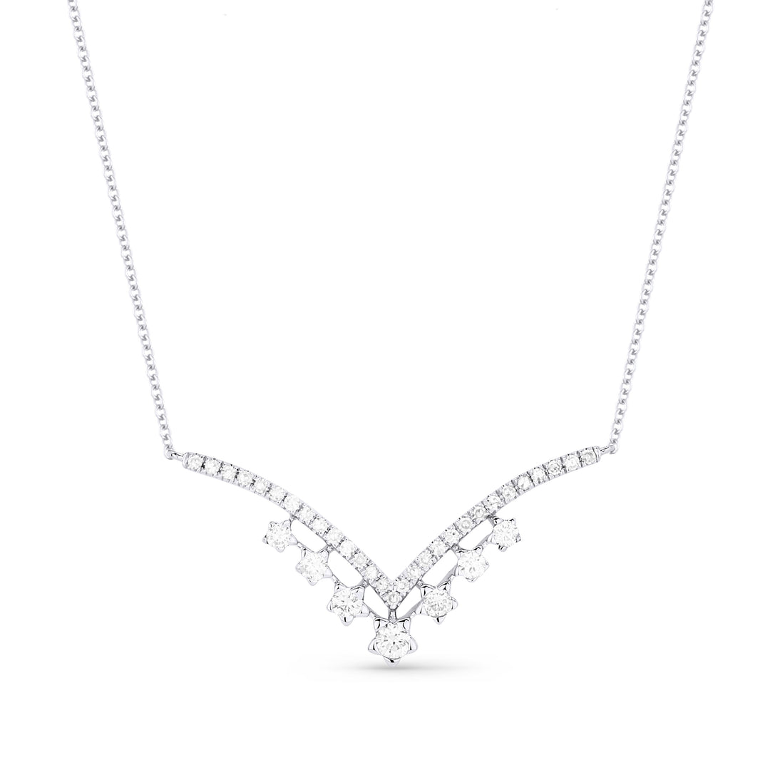 Beautiful Hand Crafted 14K White Gold White Diamond Milano Collection Necklace