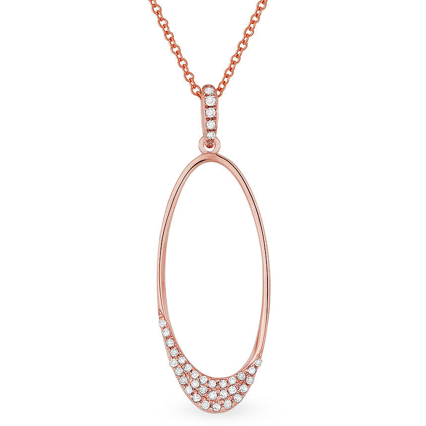 Beautiful Hand Crafted 14K Rose Gold White Diamond Milano Collection Pendant