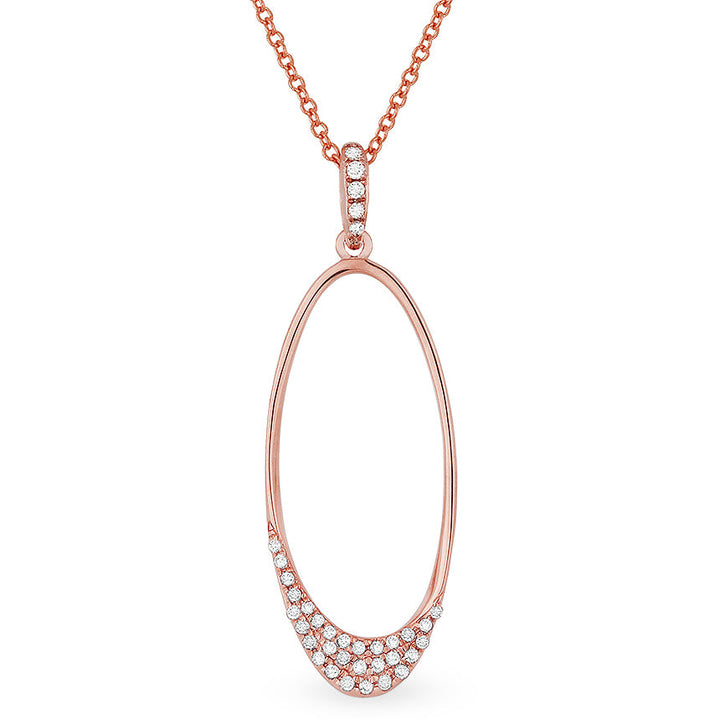 Beautiful Hand Crafted 14K Rose Gold White Diamond Milano Collection Pendant