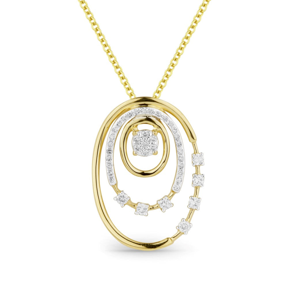 Beautiful Hand Crafted 14K Yellow Gold White Diamond Milano Collection Pendant