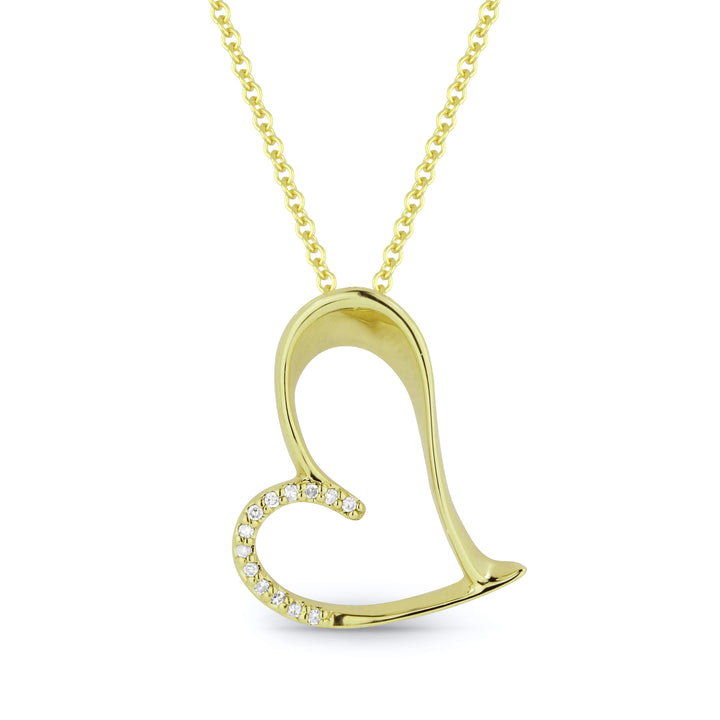 Beautiful Hand Crafted 14K Yellow Gold White Diamond Milano Collection Pendant