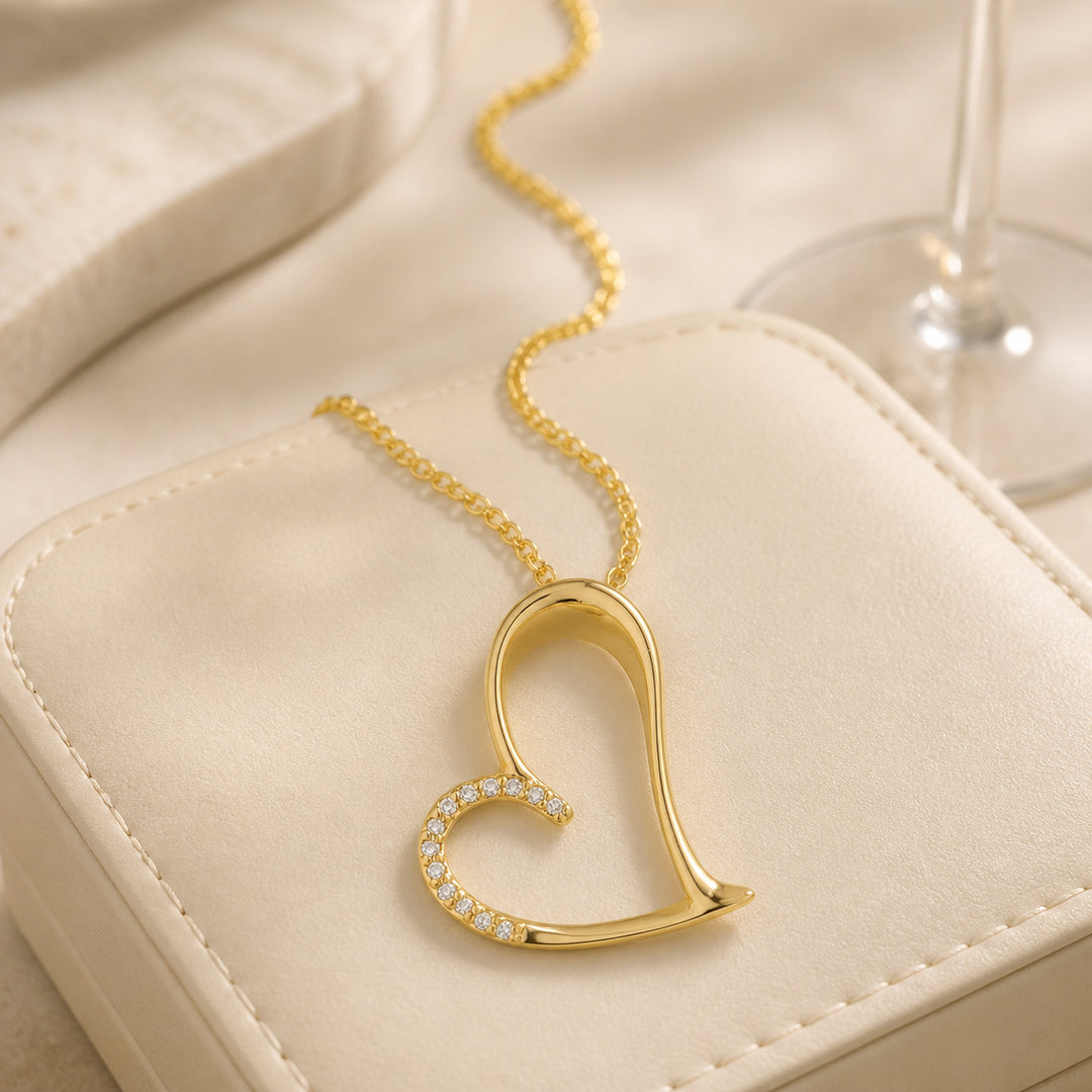 N1127 - 14K Gold Diamond Heart Pendant