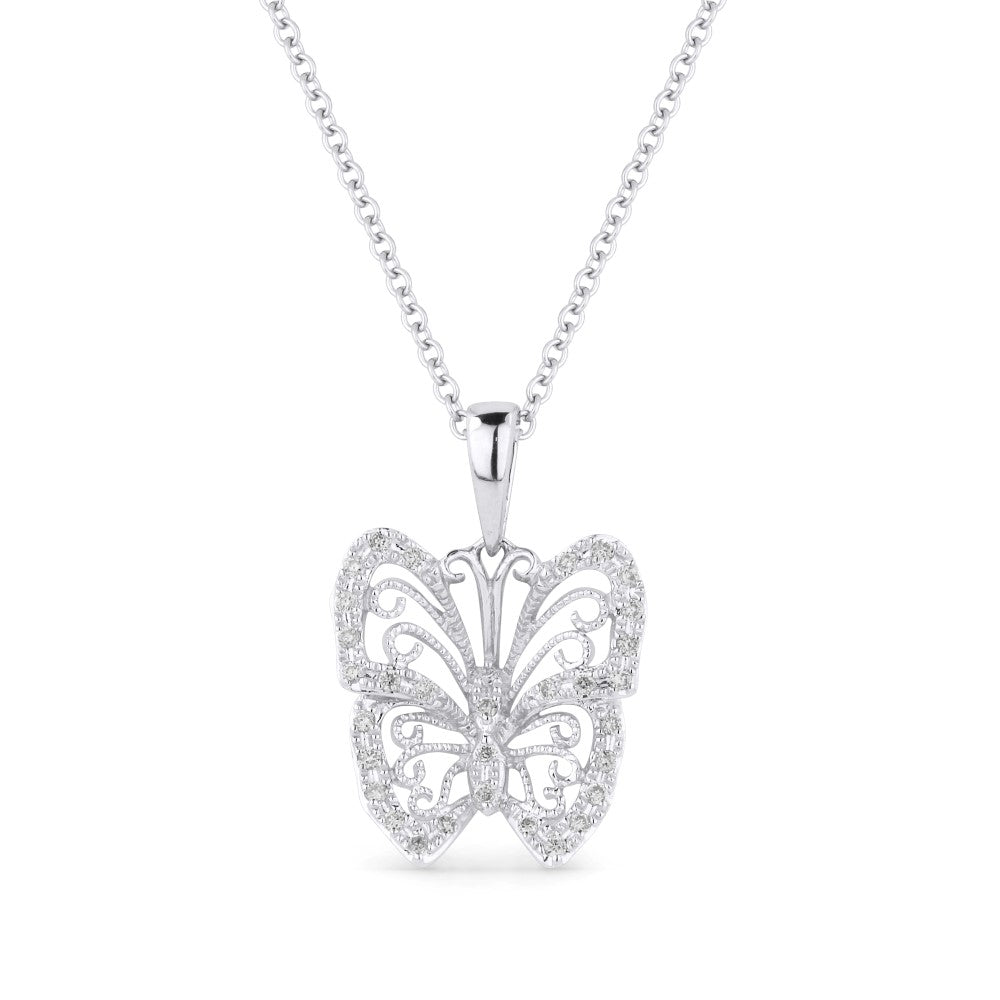 Beautiful Hand Crafted 14K White Gold White Diamond Milano Collection Pendant