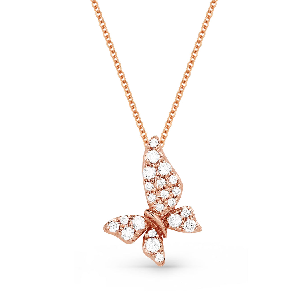 Beautiful Hand Crafted 14K Rose Gold White Diamond Milano Collection Pendant