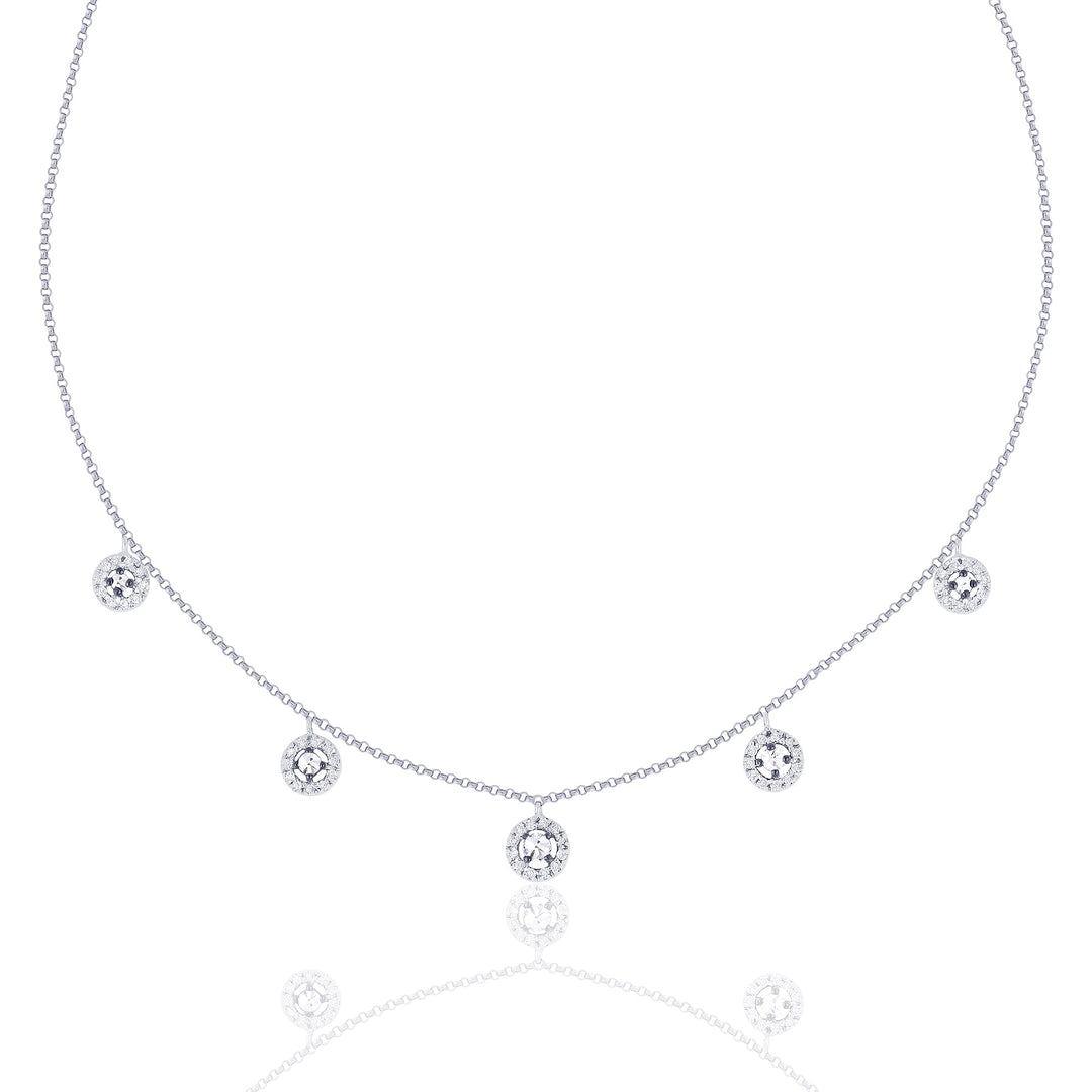 Beautiful Hand Crafted 14K White Gold White Diamond Arianna Collection Necklace