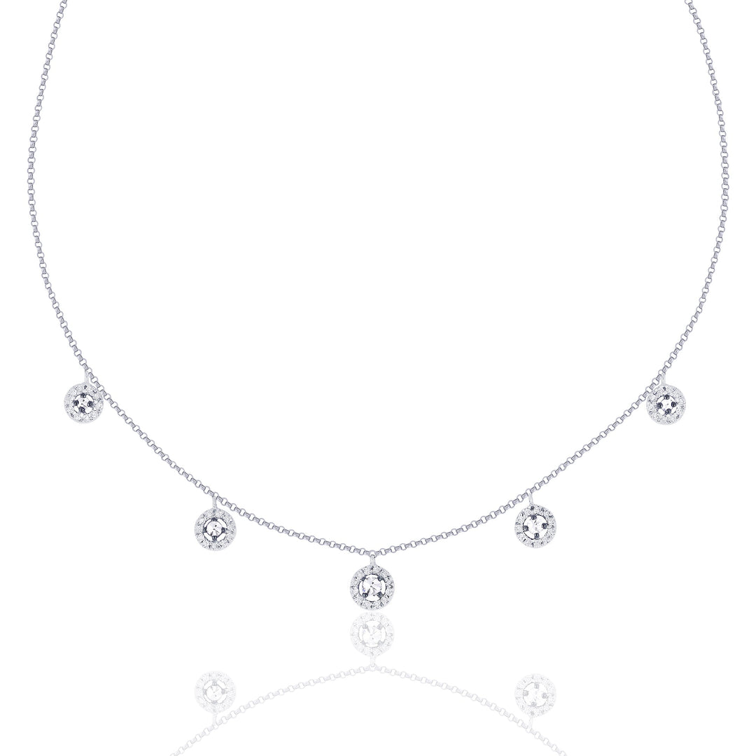 Beautiful Hand Crafted 14K White Gold White Diamond Milano Collection Necklace