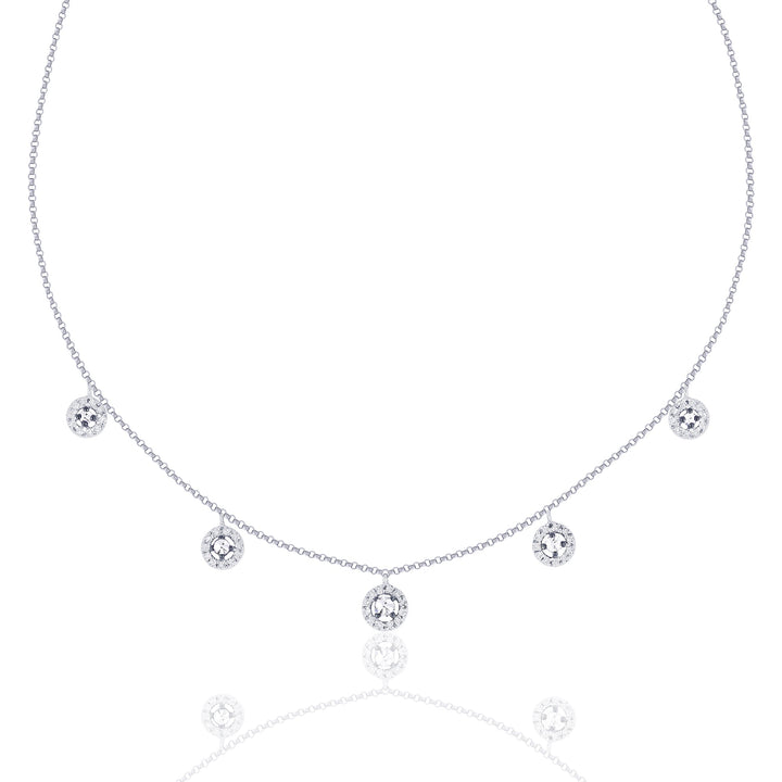 Beautiful Hand Crafted 14K White Gold White Diamond Milano Collection Necklace