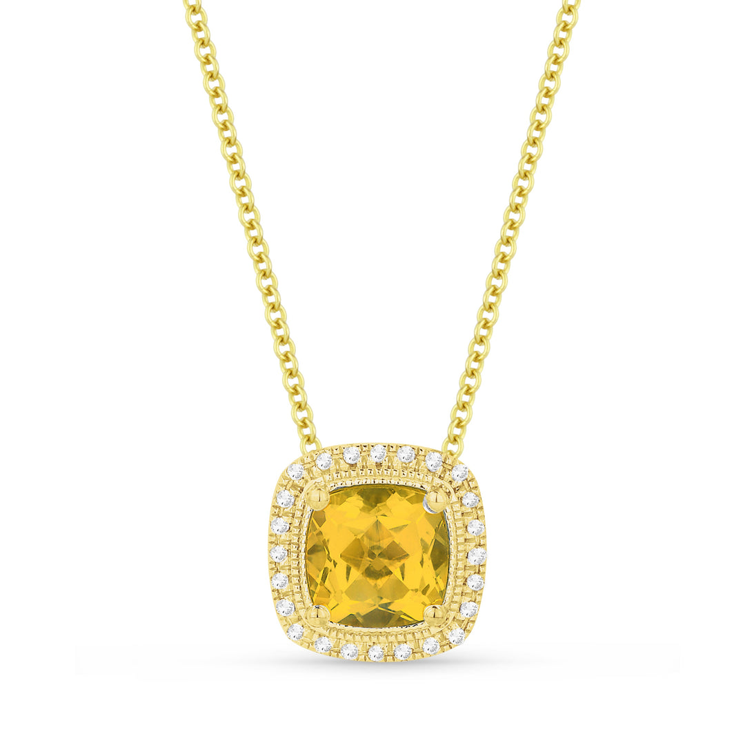 Beautiful Hand Crafted 14K Yellow Gold 6MM Citrine And Diamond Eclectica Collection Pendant