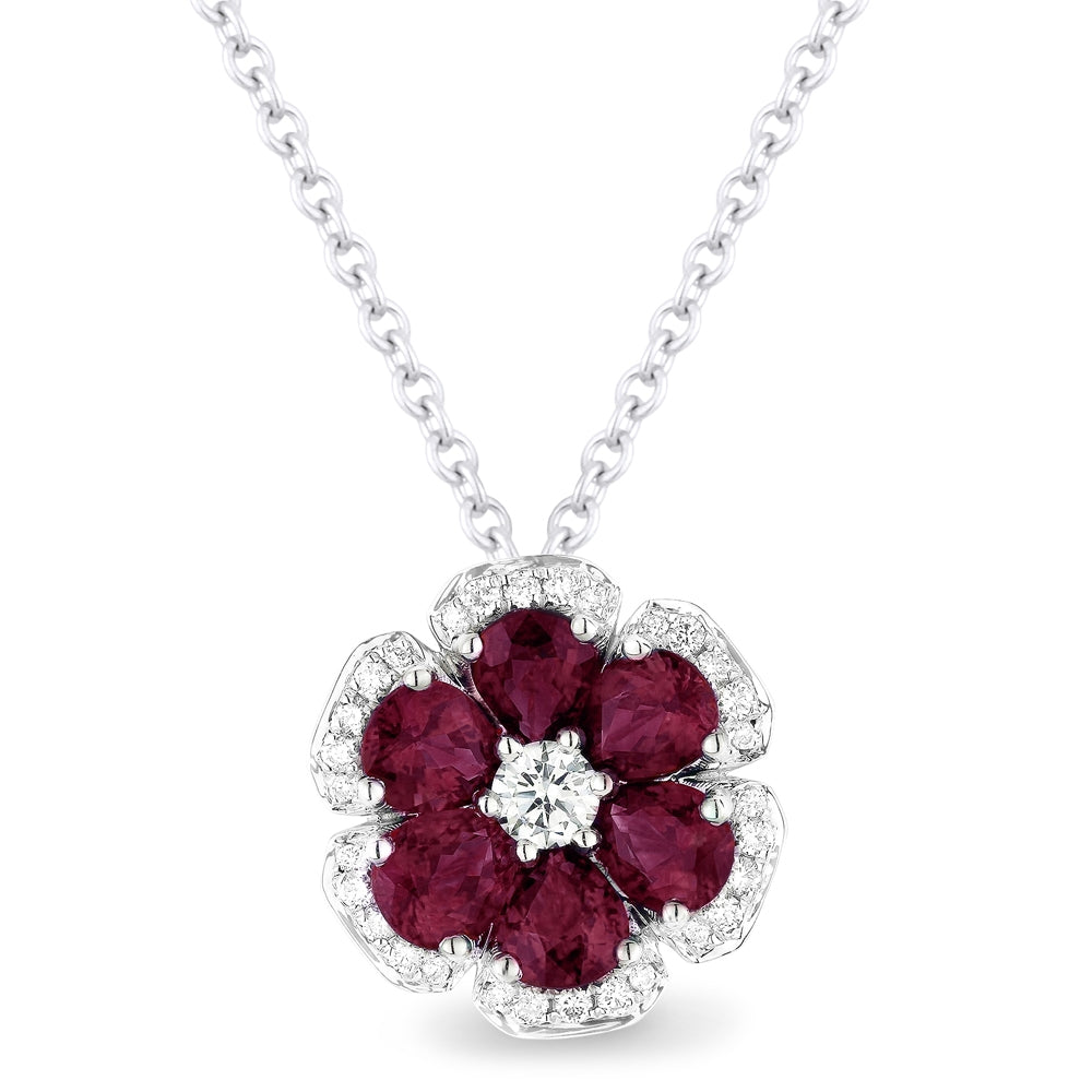 Beautiful Hand Crafted 18K White Gold  Ruby And Diamond Arianna Collection Pendant