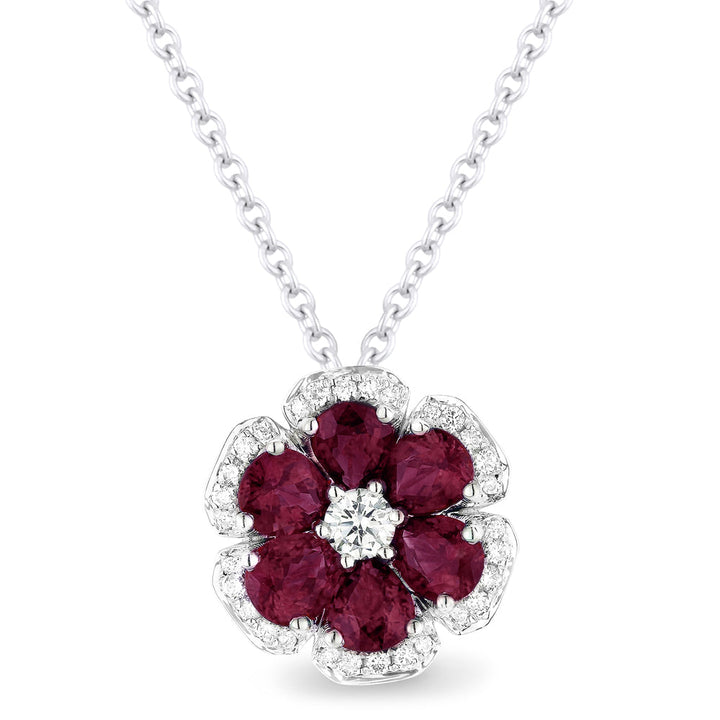 Beautiful Hand Crafted 18K White Gold  Ruby And Diamond Arianna Collection Pendant
