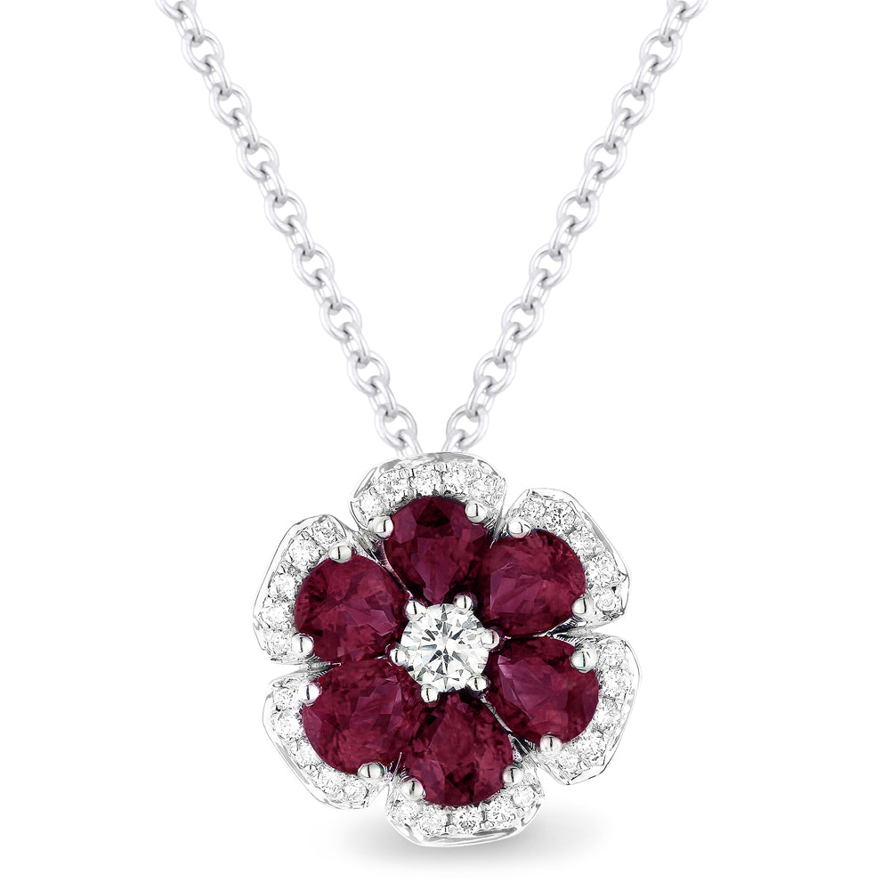 Beautiful Hand Crafted 18K White Gold  Ruby And Diamond Arianna Collection Pendant